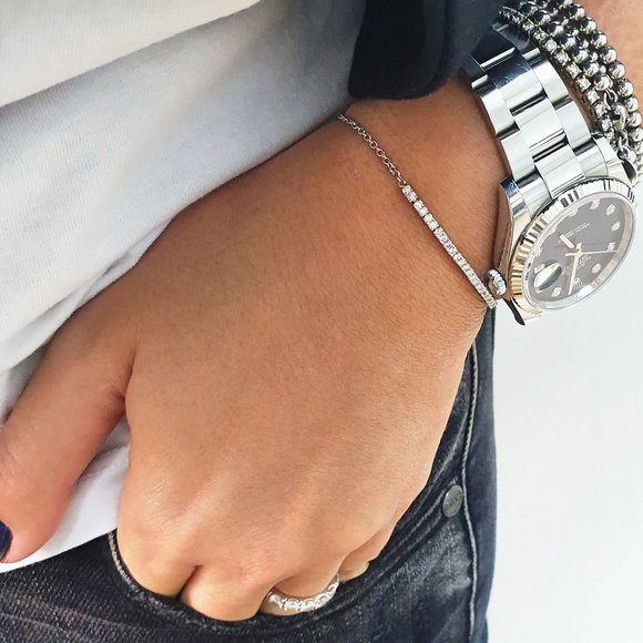 Real Diamond Bracelet Round 14K White Gold 0.40 TCW - Picture 5 of 7